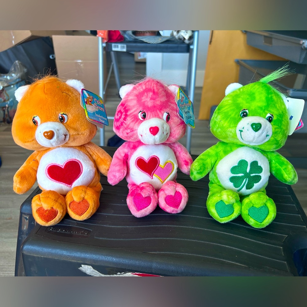 Care Bears Plush Trio - Love-a-lot, Tenderheart & Good Luck Bear